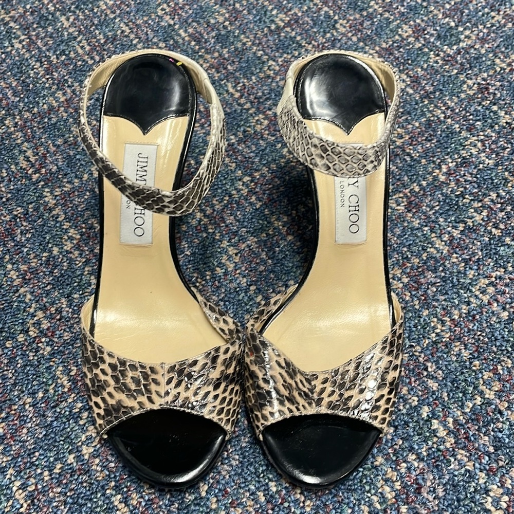 Preloved Jimmy Choo Deckle Elaphe Sandals Size 38 1/2